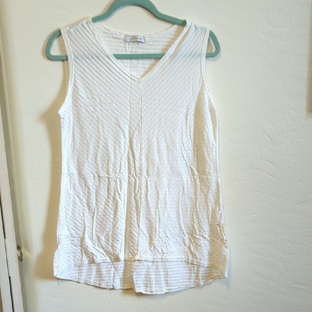 Cut Loose White Ribbed Sleeveless Tank Top